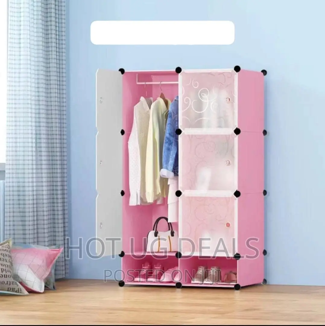 2 Column Plastic Closet - Pink Transparent