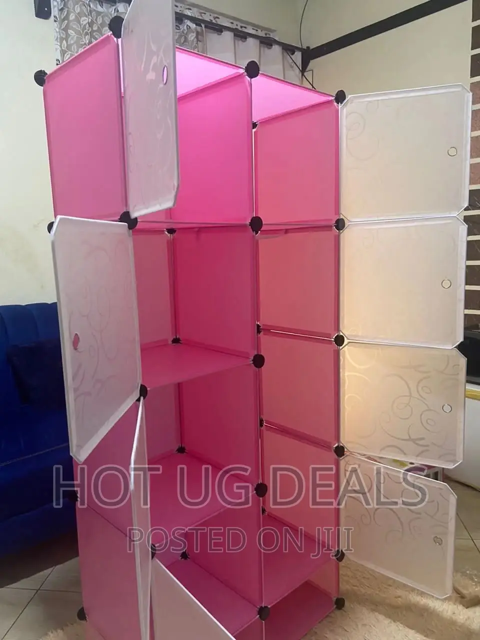 2 Column Plastic Closet - Pink Transparent