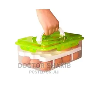 1pc Plastic 24 Grid Egg Storage Container With Handle