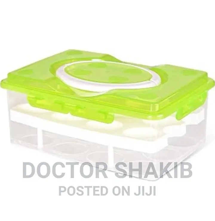 1pc Plastic 24 Grid Egg Storage Container With Handle