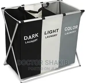 Laundry Hamper 3 Section Cloth Basket