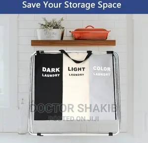 Laundry Hamper 3 Section Cloth Basket