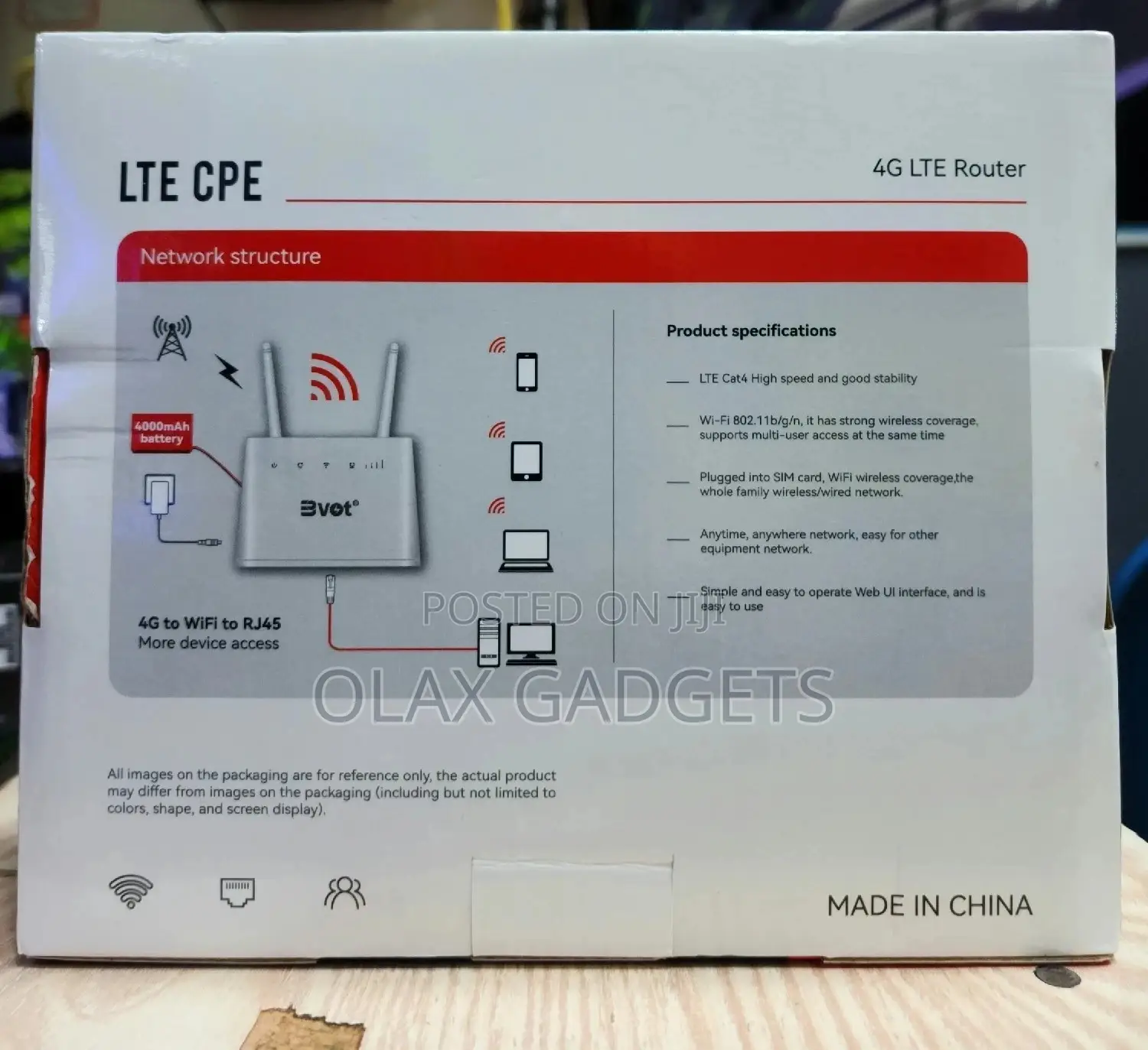 Bvot B37 4G LTE Router 4000mah Simcard Rechargeable Router