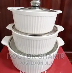 3pcs Set Ceramic Serving Dishes With Glass Cover