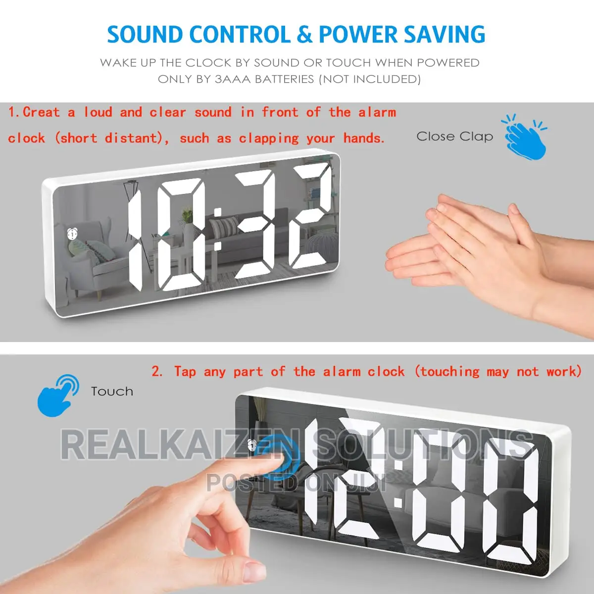 Digital LED Display Mirror Alarm Clock