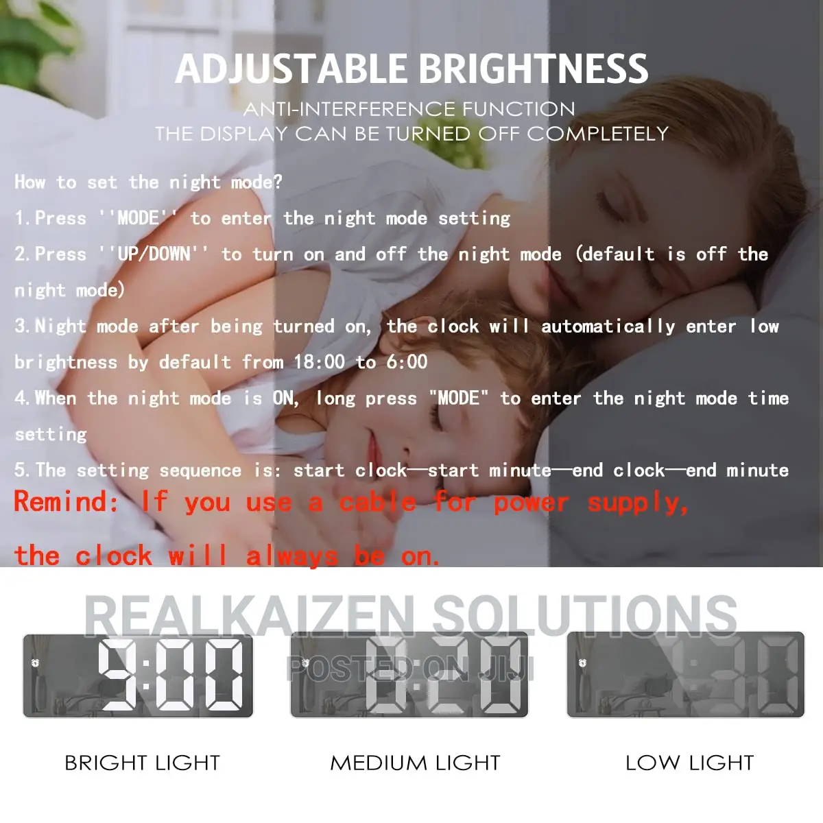 Digital LED Display Mirror Alarm Clock