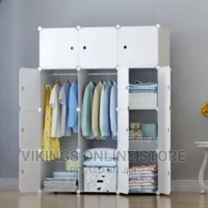 White DIY 3 Column Plastic Wardrobe