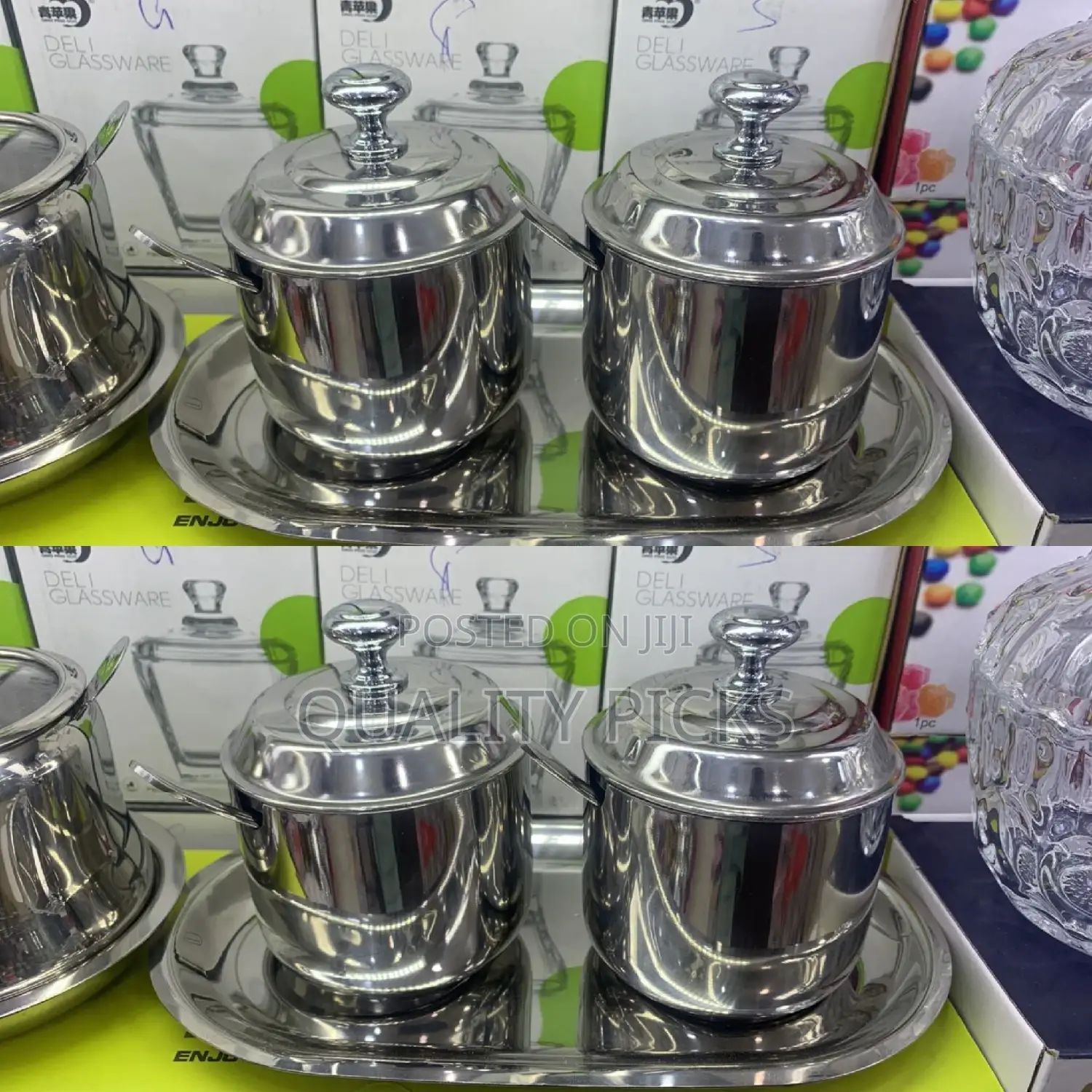 Steel Sugar Bowl Set