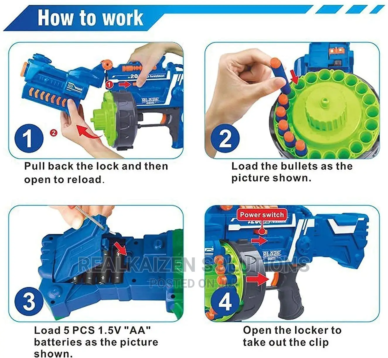 BLAZE STORM Battery Operated 40 Soft Bullet Kid Machine Gun