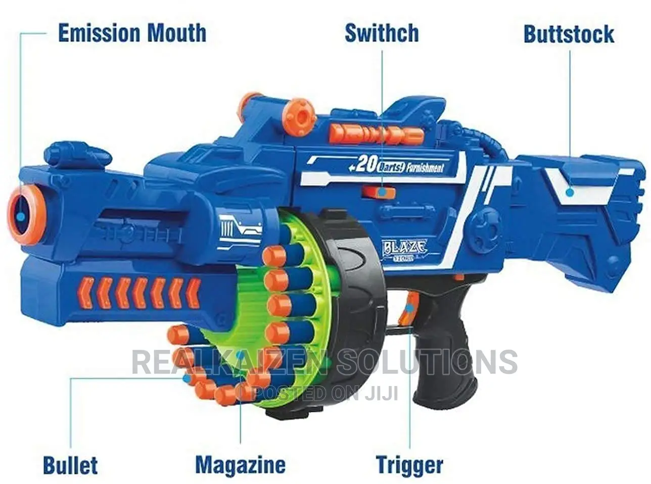 BLAZE STORM Battery Operated 40 Soft Bullet Kid Machine Gun