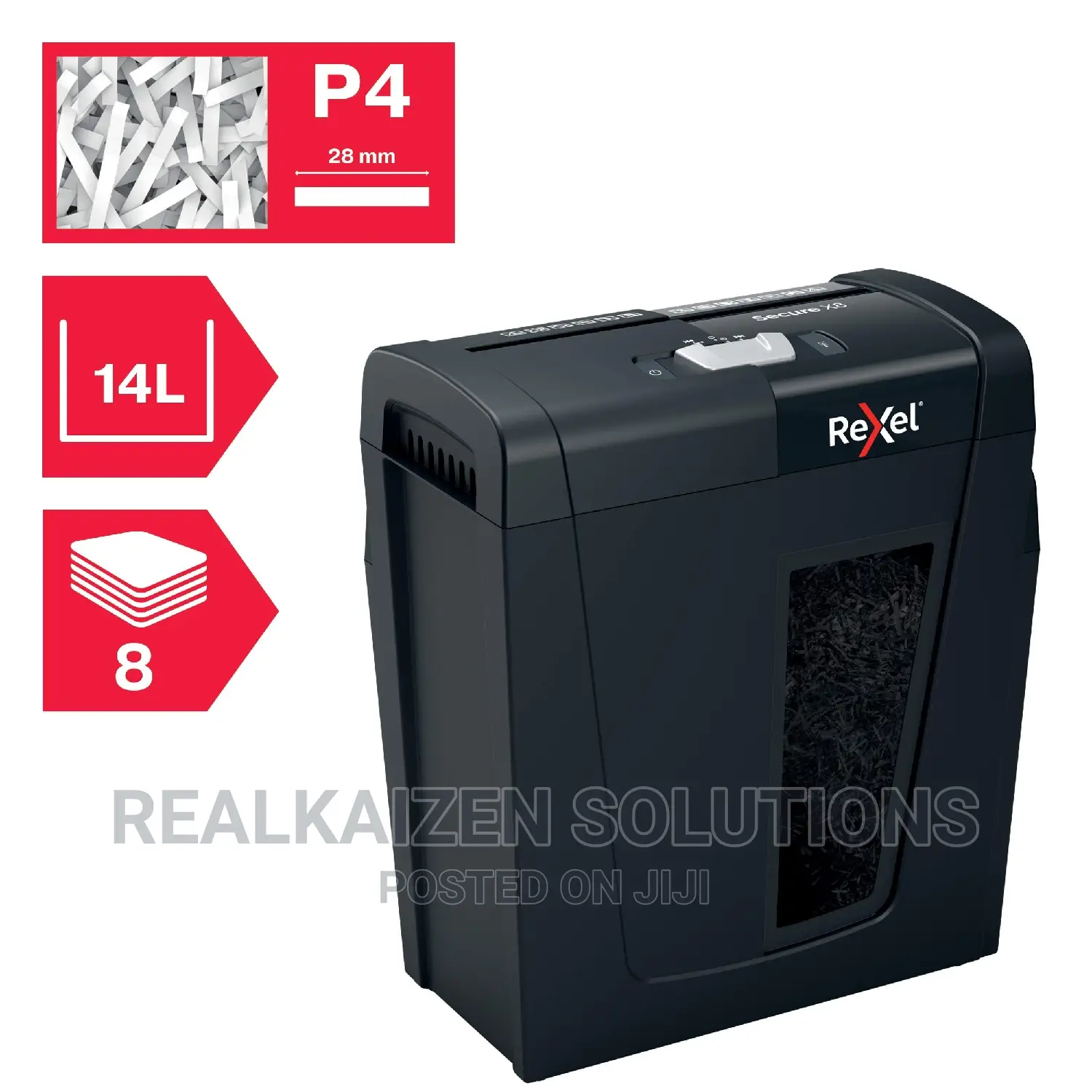 REXEL 14L Compact Secure 8 Papers Cross Cut Paper Shredder