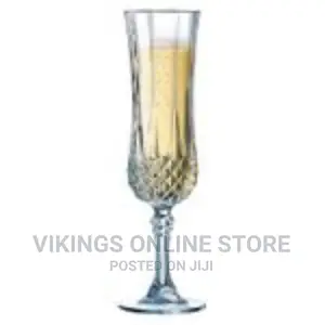 6 Pieces of Diamond Champaign Flute Wine Glasses- Clear