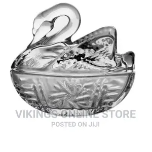 Swan Shaped Glass Candy Dish With Lid Sugar Bowl