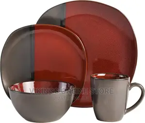 24pc Dinner Set
 Red-Black