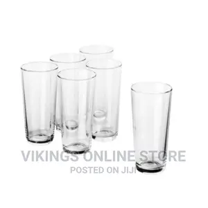 6 Long Drinking Glasses Plus 1 Glass Jug-Transparent