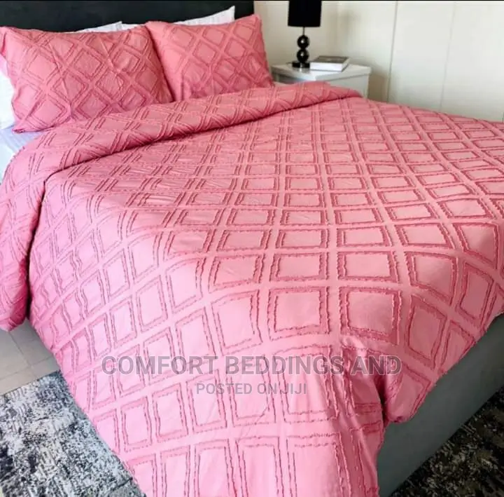 Six Peices Kingsize Bedcover Pink