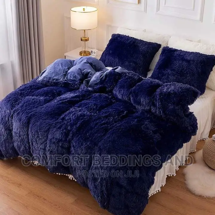 Fluffy Bedcover Navy Blue