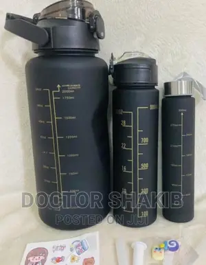3pcs Portable Water Bottle Set (Black)
