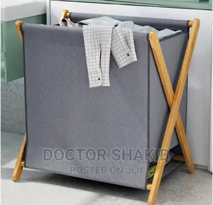 1pc Wood Frame Foldable Waterproof Cloth Hamper