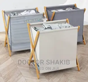 1pc Wood Frame Foldable Waterproof Cloth Hamper