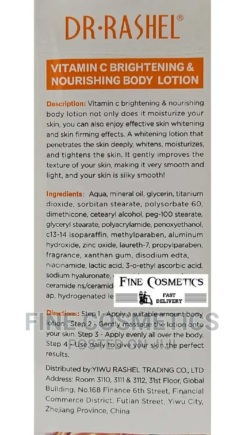 Dr Rashel Vitamin C Brightening and Nourishing Body Lotion.