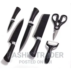 6 Pieces of Knives Set Black and Silver