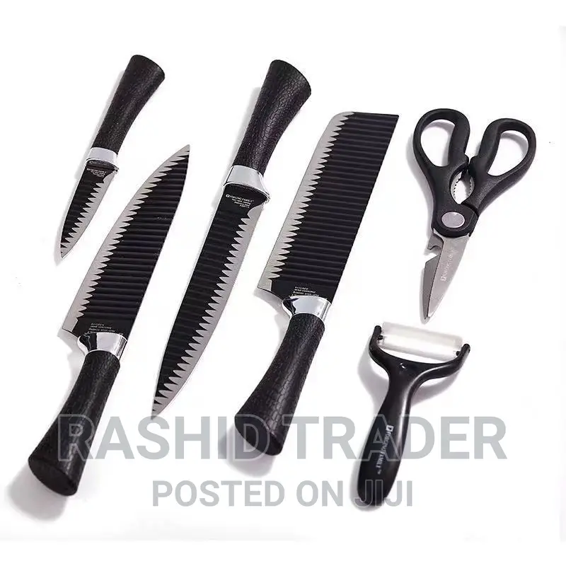 6 Pieces of Knives Set Black and Silver