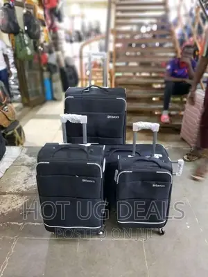 Full Set of 3 Dfavor Fabric Suitcase - Black
And White