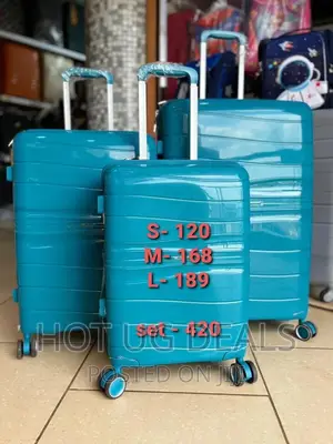 4-Wheeler Spinner Plastic Travel Suitcase Bag - Blue