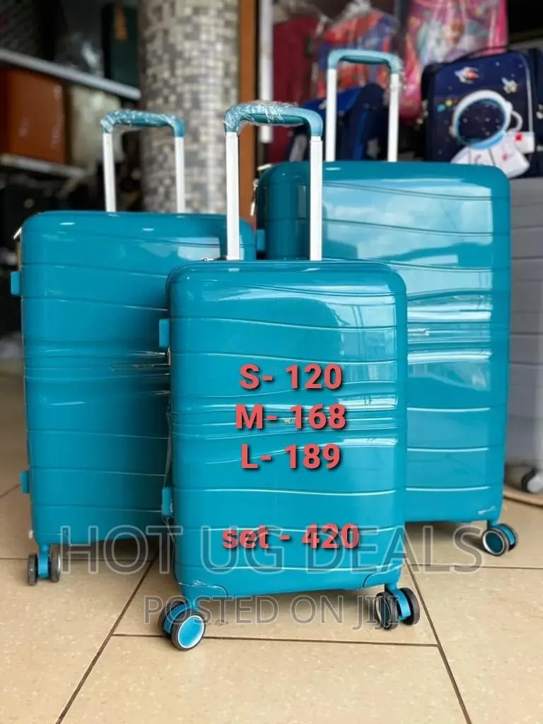 4-Wheeler Spinner Plastic Travel Suitcase Bag - Blue