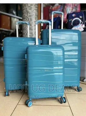 4-Wheeler Spinner Plastic Travel Suitcase Bag - Blue