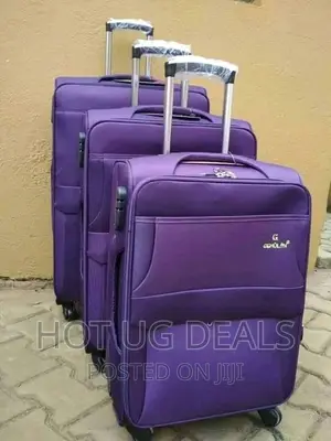 4-Wheeler Fabric Leather Travel Suitcase Bag - Purple