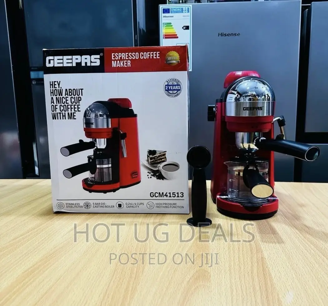 Geepas Espresso Coffee Maker, 240ml Capacity, SS Filter- Red