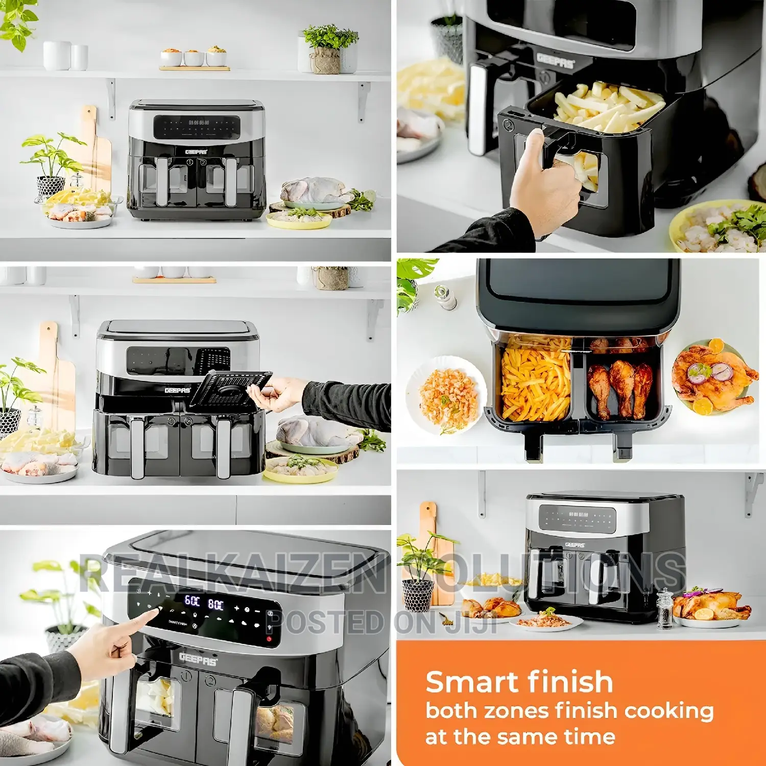 GEEPAS 9L Dual Basket Digital Touch Screen Vortex Air Fryer