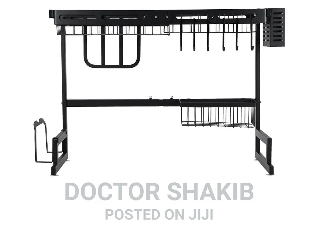 Black Stainless Steel Extended Kitchen Sink Shelf Rack