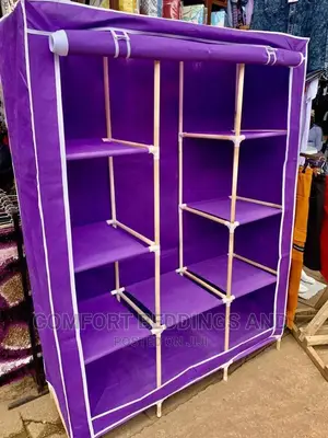Three Columnn Wooden Closet Purple