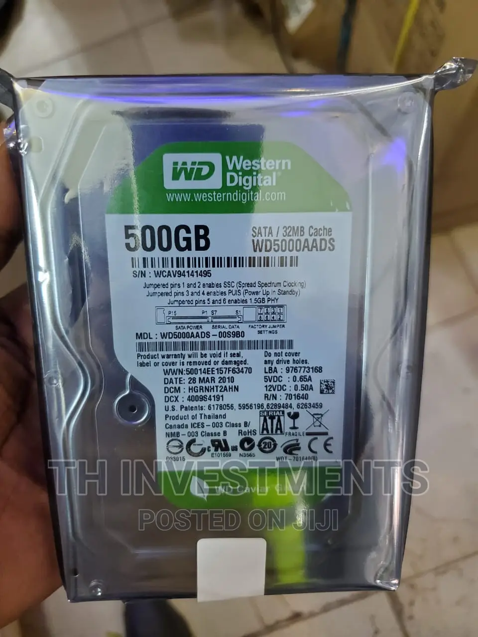 500gb Western Digital Hard Drive.
