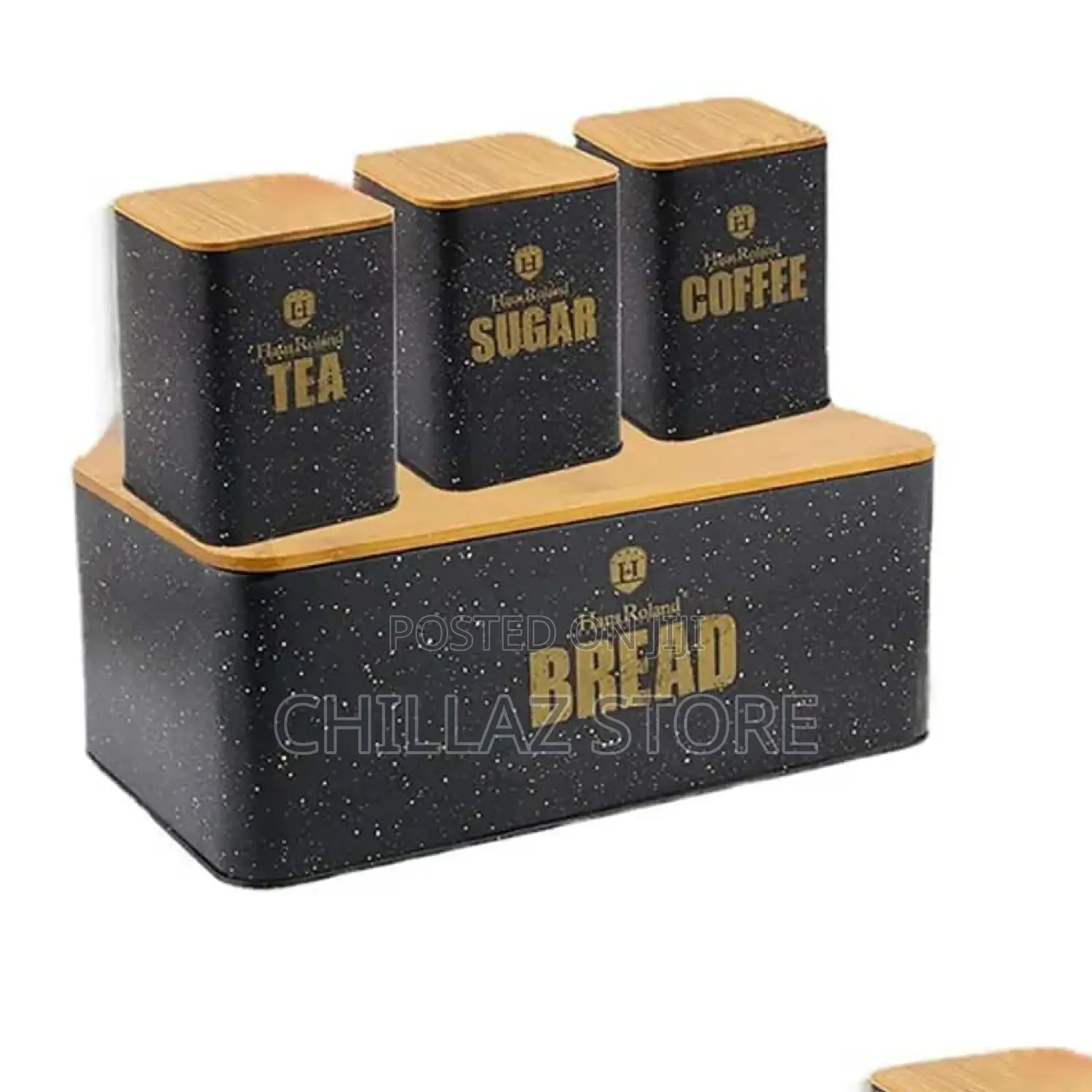 1 PC Bread Bin , 3pcs Sugar, Tea, Coffee Canister.