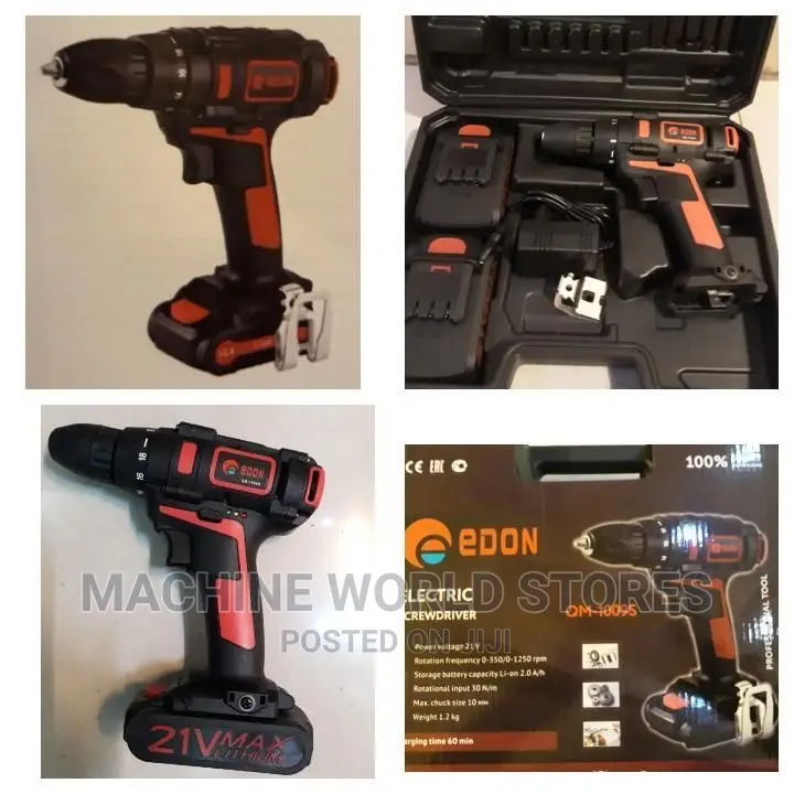Rechargeable Drill 21v With Two Batteries (Edon New Model)