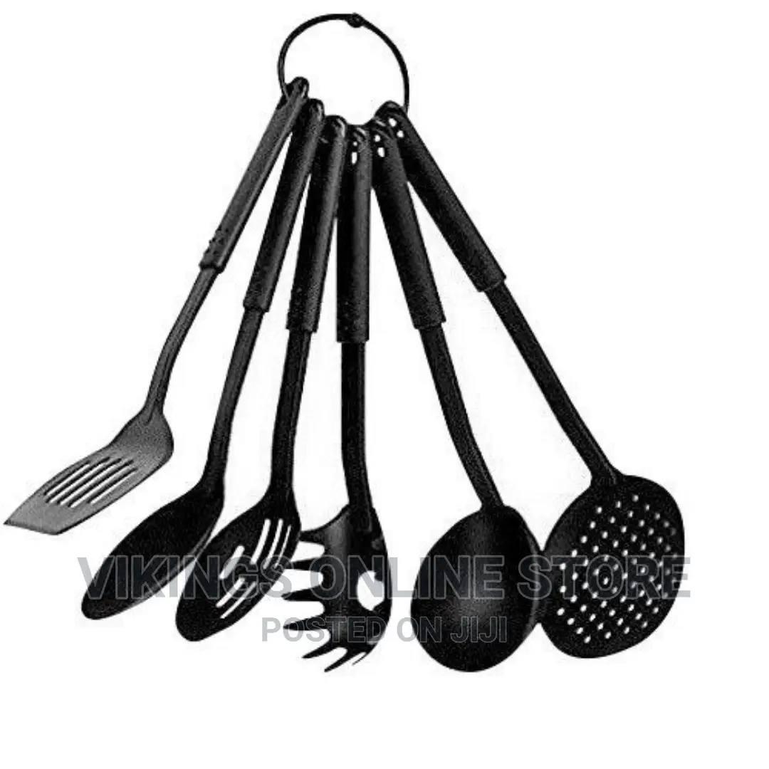6 Piece Non-Stick Cooking Spoons Set-Black