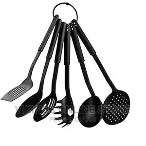 6 Piece Non-Stick Cooking Spoons Set-Black