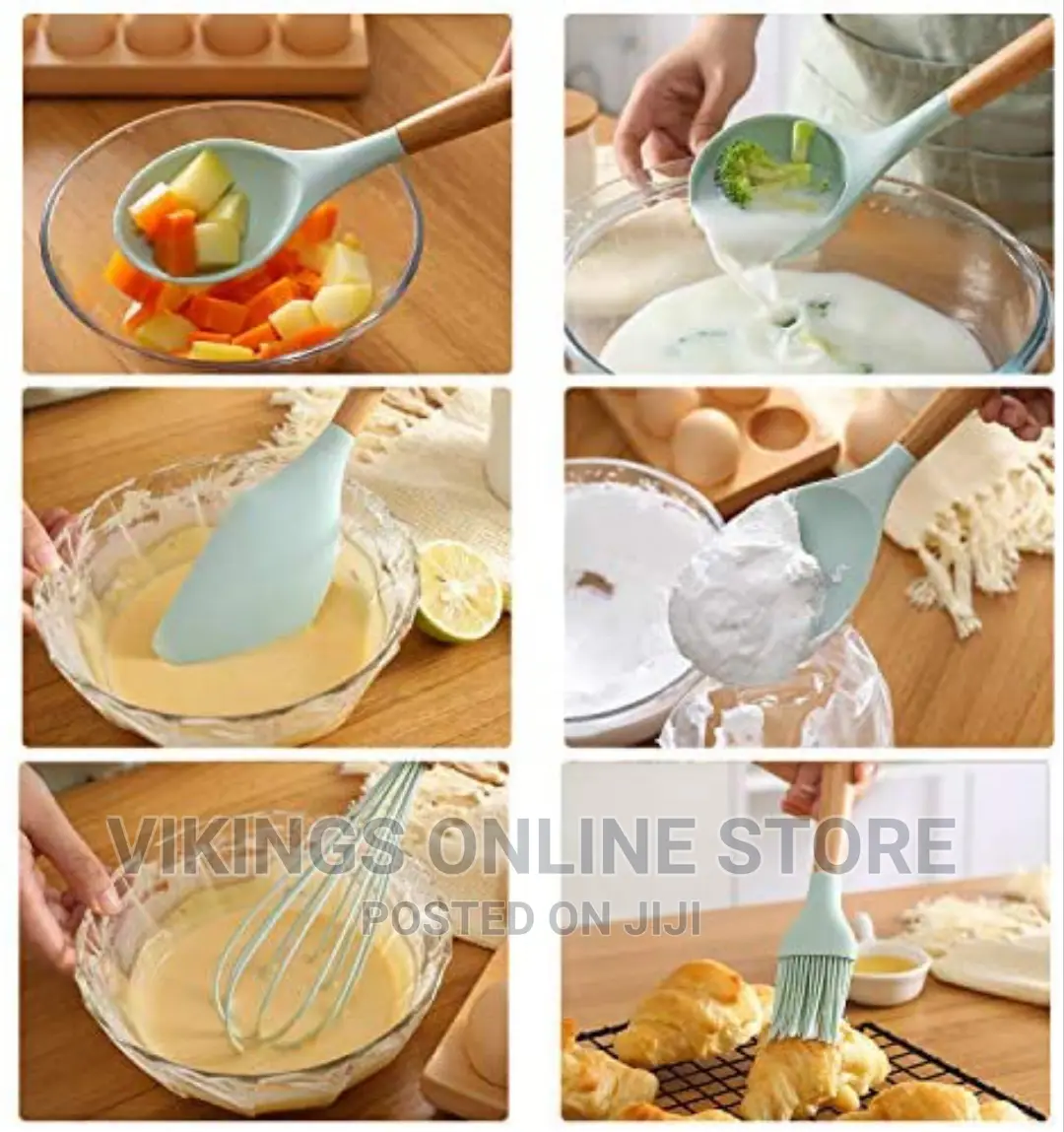 A Set of Nonstick Silicone Kitchen Spoons/Utensils-