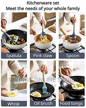 A Set of Nonstick Silicone Kitchen Utencils- Black