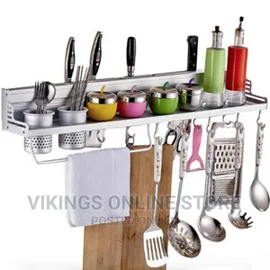 Kitchen Utensils Wall Mount Rack /Organizer- Silver