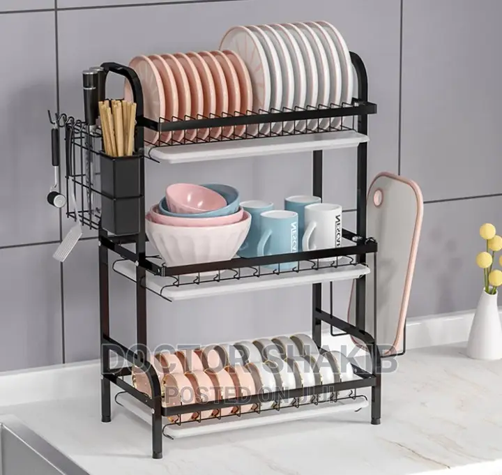 Large Capacity 3 Tier Dish Drainer and Holder