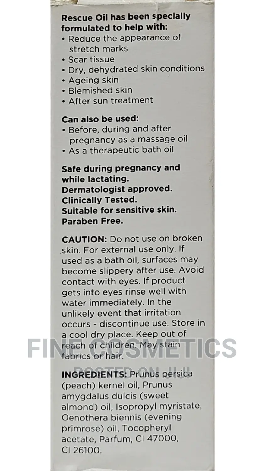 RESCUE OIL for Stretch Marks, Scars, Dry Skin and Blemishes.