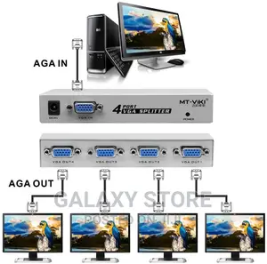 4 Port VGA Splitter With Power Adapter for VGA/SVGA 4 Port