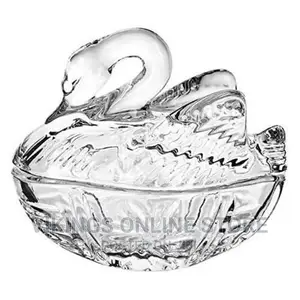 Embossed Swan Glass Storage Sugar Bowl