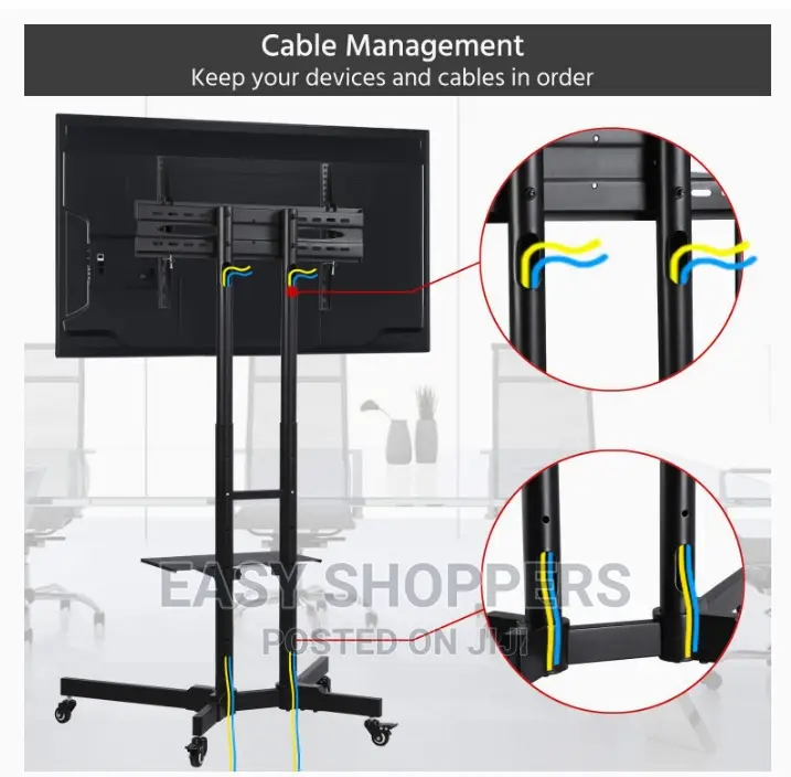 Mobile Tv Stand With Wheels 32-100 Inch Height-Adjustable