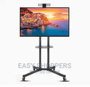 Mobile TV Mount Rolling TV Stand With Wheels and Shelves